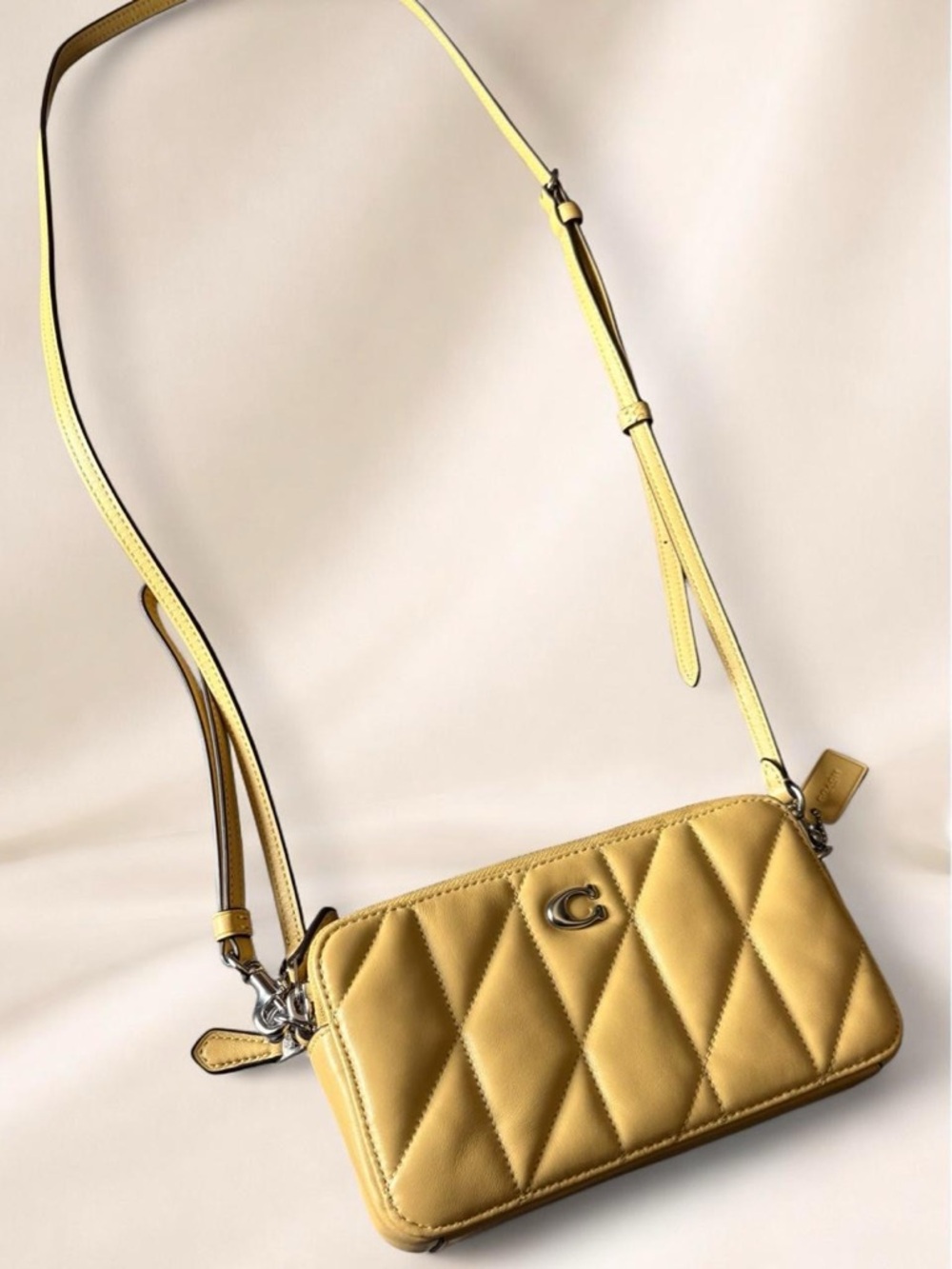 Coach Quilted Leather Crossbody in Mustard Yellow